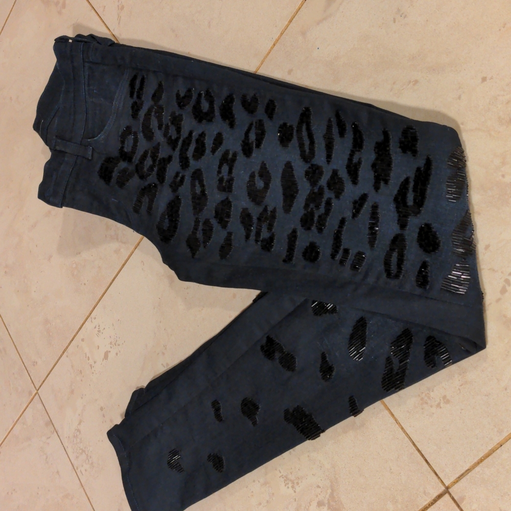 J brand leopard beaded jeans.